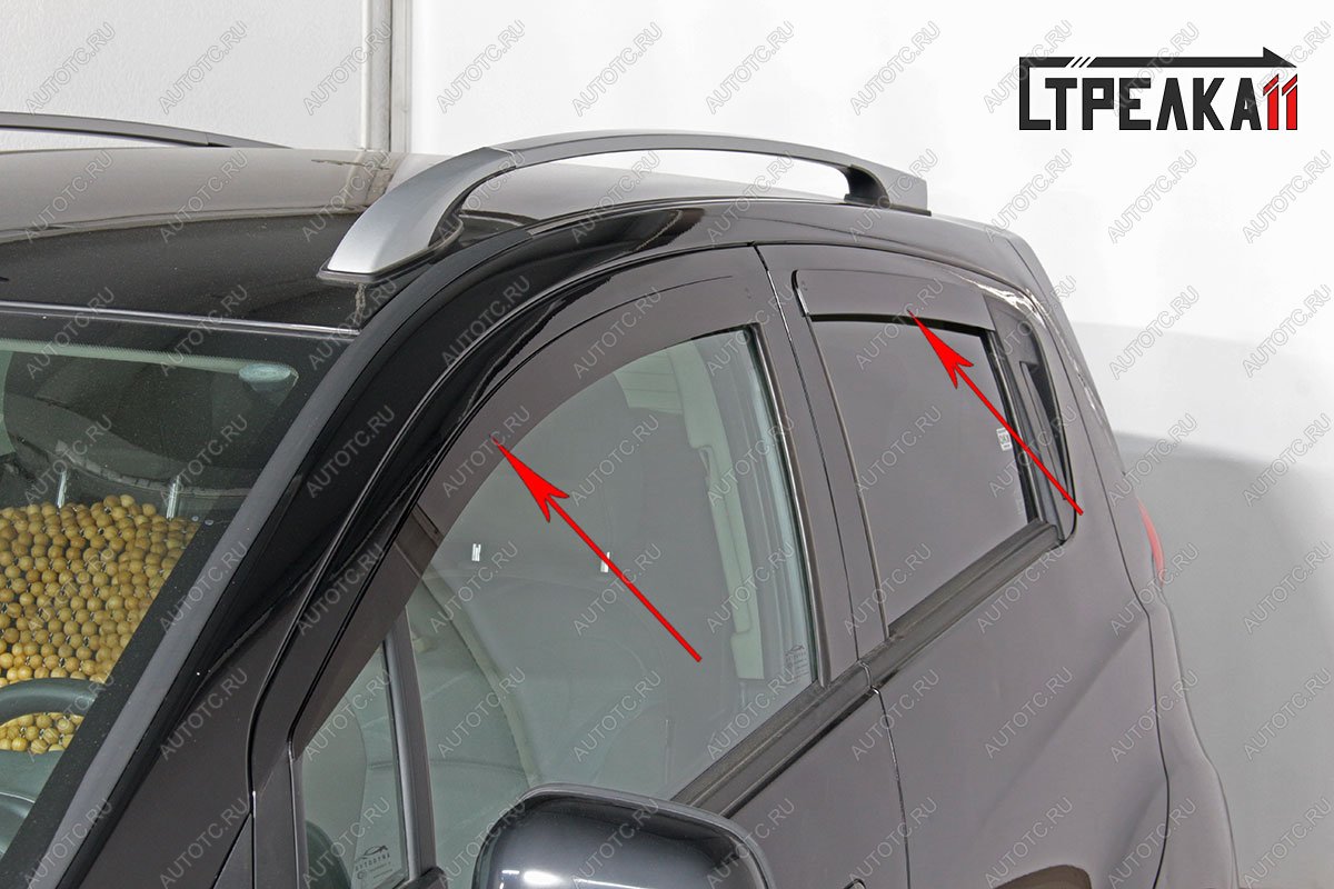 3 799 р. Дефлекторы окон 2D Стрелка11 Chevrolet Spark M300 дорестайлинг (2010-2015) (черные)  с доставкой в г. Майкоп