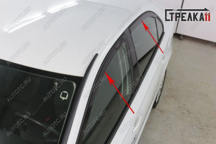 3 799 р. Дефлекторы окон 2D Стрелка11 Volkswagen Polo Mk6 лифтбек (2020-2022) (черные)  с доставкой в г. Майкоп