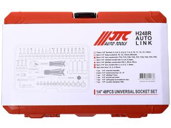 5 199 р. Набор головок торцевых 14 6-ти гранных 4-14мм и насадок 48 предметов в кейсе JTC JTC TOOLS CO., LTD jtc-h248r  с доставкой в г. Майкоп. Увеличить фотографию 5