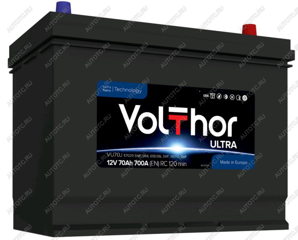 13 599 р. Аккумулятор VOLTHOR EFB 70Ач обратная полярность VOLTHOR 6ст70(0) 57029 d26  с доставкой в г. Майкоп