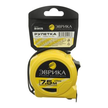 439 р. Рулетка 7.5м 25мм пластиковый корпус с фиксатором ЭВРИКА ЭВРИКА er-04175 ЭВРИКА er-04175  с доставкой в г. Майкоп. Увеличить фотографию 1