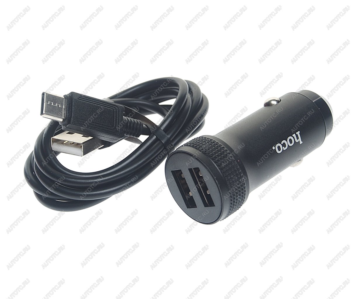 253 р. Устройство зарядное в прикуриватель 2USB 12V кабель USB Type C HOCO HOCO z49 black  с доставкой в г. Майкоп