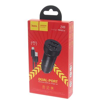 253 р. Устройство зарядное в прикуриватель 2USB 12V кабель USB Type C HOCO HOCO z49 black  с доставкой в г. Майкоп. Увеличить фотографию 3