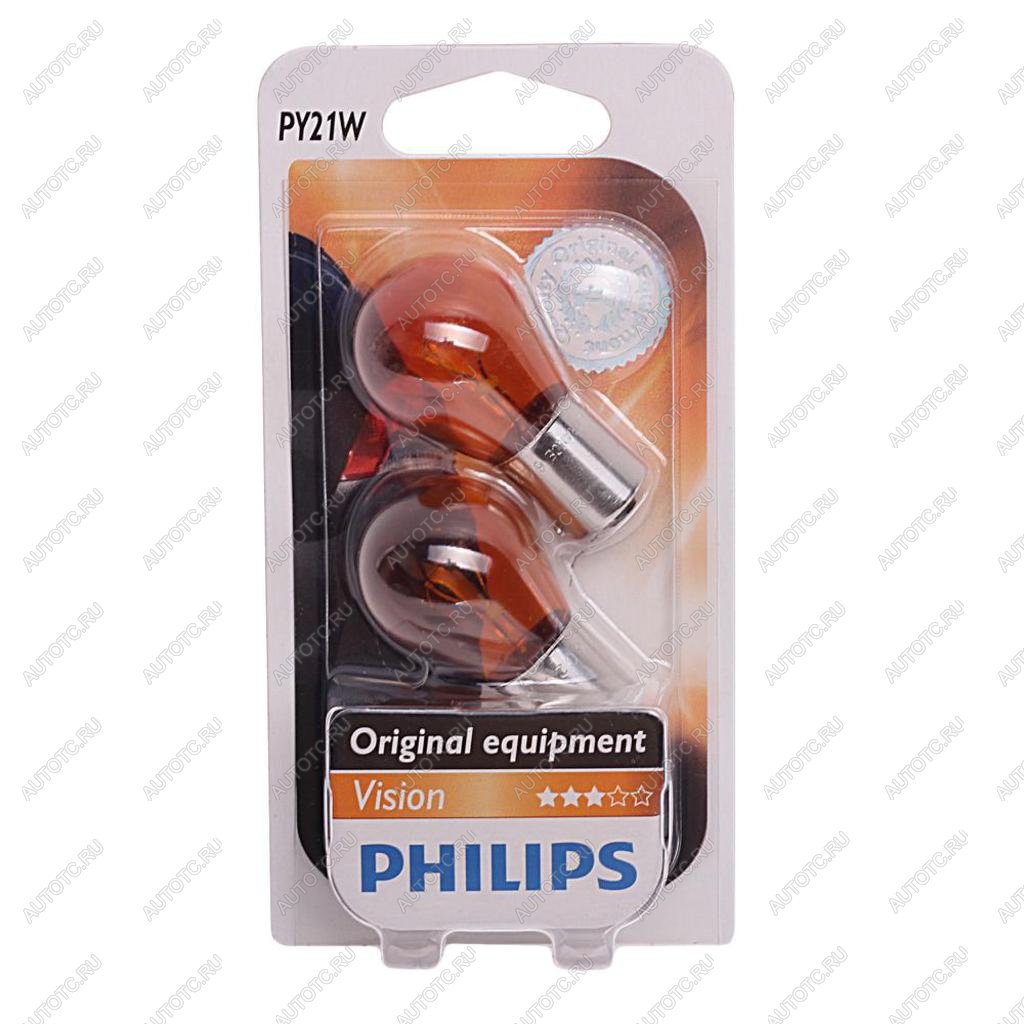 283 р. Лампа 12V PY21W BAU15s желтая блистер (2шт.) PHILIPS PHILIPS 12496nab2  с доставкой в г. Майкоп