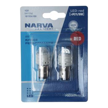 1 069 р. Лампа светодиодная 12V P215W BAY15d блистер (2шт.) LED Red NARVA NARVA 18152-2бл  с доставкой в г. Майкоп. Увеличить фотографию 1