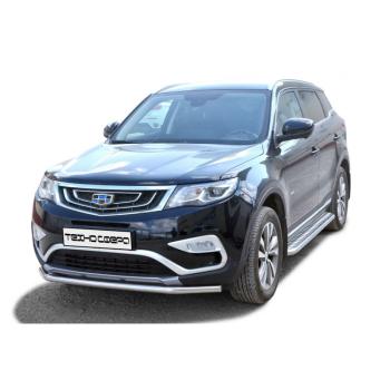 10 899 р. Защита ПОРОГОВ с алюминиевым листом,  d51       GEELY ATLAS  КРАШ  2050 к  с доставкой в г. Майкоп. Увеличить фотографию 1