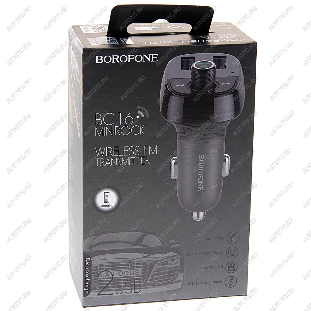 1 199 р. Устройство зарядное в прикуриватель с трансмиттером (bluetooth,hands free) BOROFONE BOROFONE bc16 black  с доставкой в г. Майкоп