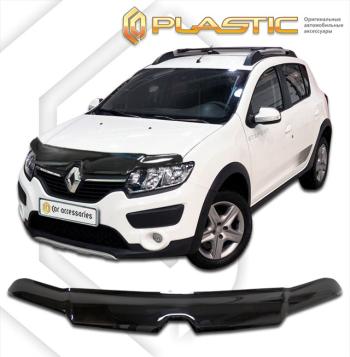 2 379 р. Дефлектор капотаClassic черныйRenaultSandero Stepway 2014–н.в. 5S  2010010112745  с доставкой в г. Майкоп. Увеличить фотографию 1
