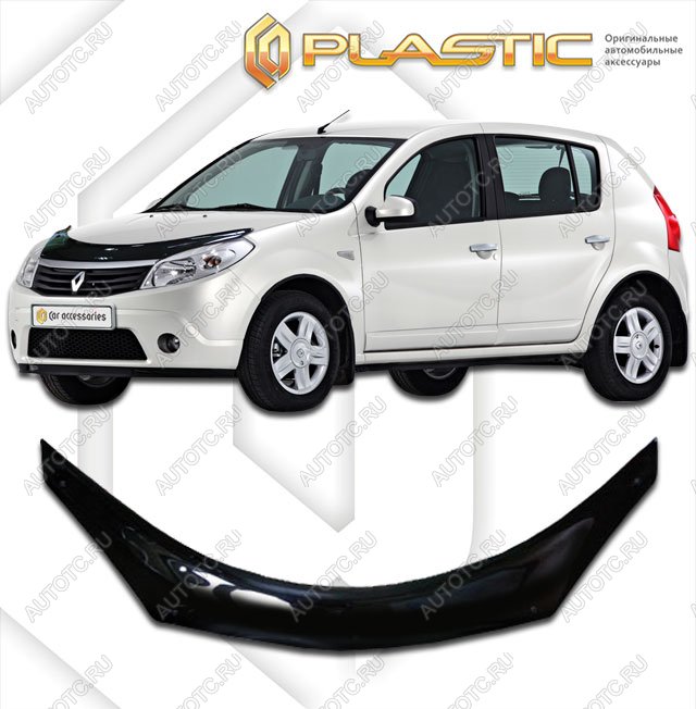 2 379 р. Дефлектор капота (exclusive)Classic черныйRenaultSandero 2009-2014  2010060104837  с доставкой в г. Майкоп