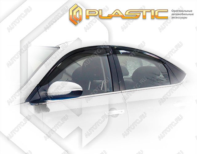 2 099 р. Ветровики дверейClassic полупрозрачныйHyundaiSolaris рестайлинг2020–н.в.HCR Chrome molding=120,  2010030315652  с доставкой в г. Майкоп