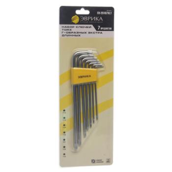 369 р. Набор ключей TORX T10-Т40 Г-образных экстрадлинных 7 предметов ЭВРИКА ЭВРИКА er-25107xlt  с доставкой в г. Майкоп. Увеличить фотографию 1