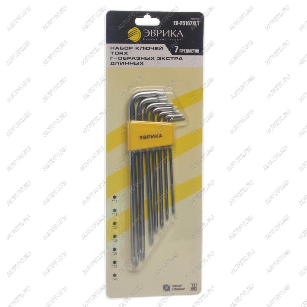 369 р. Набор ключей TORX T10-Т40 Г-образных экстрадлинных 7 предметов ЭВРИКА ЭВРИКА er-25107xlt  с доставкой в г. Майкоп
