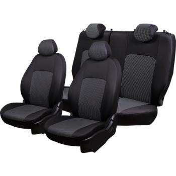 5 549 р. Комплект чехлов для сидений (РЗСиС 40/60 3Г Жаккард) Дублин Lord Autofashion Chevrolet Spark M200,250 (2005-2010) (черный, вставка Сеул серый)  с доставкой в г. Майкоп. Увеличить фотографию 4