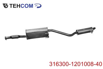 22 799 р. Глушитель УАЗ-3163 Патриот АКПП дв.ЗМЗ-409 ЕВРО-5 с резонатором нержавеющая сталь ТЕХКОМ ТЕХКОМ 316300-1201008-40  с доставкой в г. Майкоп. Увеличить фотографию 1
