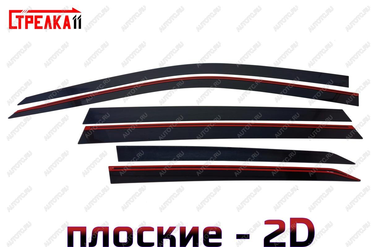 4 699 р. Дефлекторы окон 2D Стрелка11 Honda Pilot YF6 дорестайлинг (2016-2019) (черные)  с доставкой в г. Майкоп