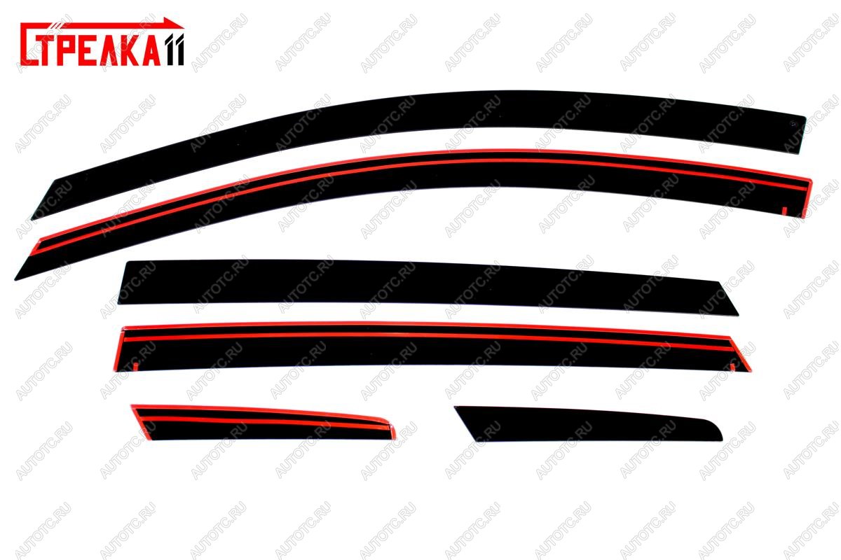 4 699 р. Дефлекторы окон 2D Стрелка11 Hyundai Solaris HCR седан дорестайлинг (2017-2020) (черные)  с доставкой в г. Майкоп