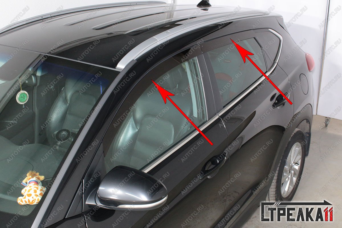 3 799 р. Дефлекторы окон 2D Стрелка11 Hyundai Tucson TL дорестайлинг (2015-2018) (черные)  с доставкой в г. Майкоп
