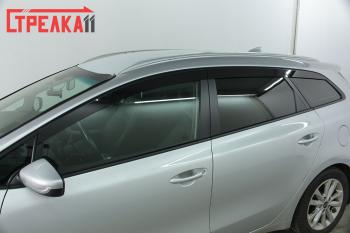 4 699 р. Дефлекторы окон 2D Стрелка11 KIA Ceed 2 JD дорестайлинг универсал (2012-2016) (черные)  с доставкой в г. Майкоп. Увеличить фотографию 2