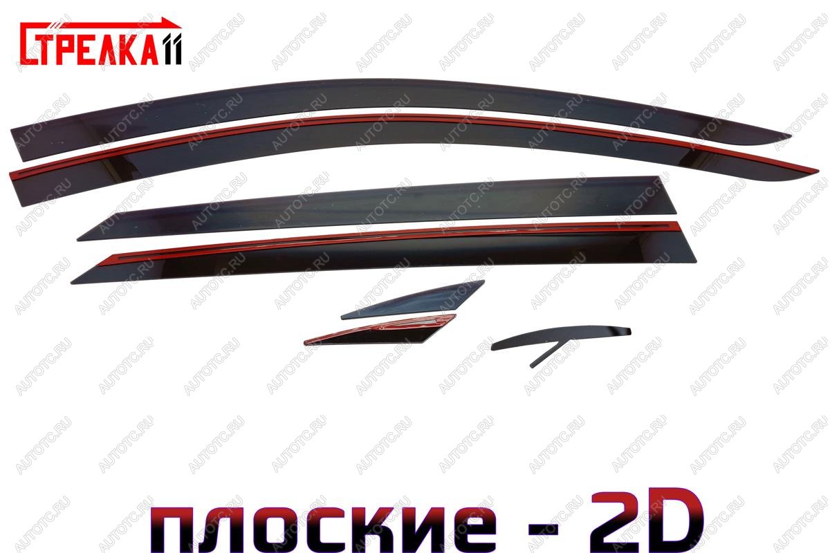 3 799 р. Дефлекторы окон 2D Стрелка11 Renault Logan 2 дорестайлинг (2014-2018) (черные)  с доставкой в г. Майкоп