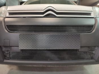 2 149 р. Защитная сетка в бампер (верх, ячейка 3х7 мм) Alfeco Стандарт CITROEN Berlingo B9 рестайлинг (2015-2022) (Чёрная)  с доставкой в г. Майкоп. Увеличить фотографию 2