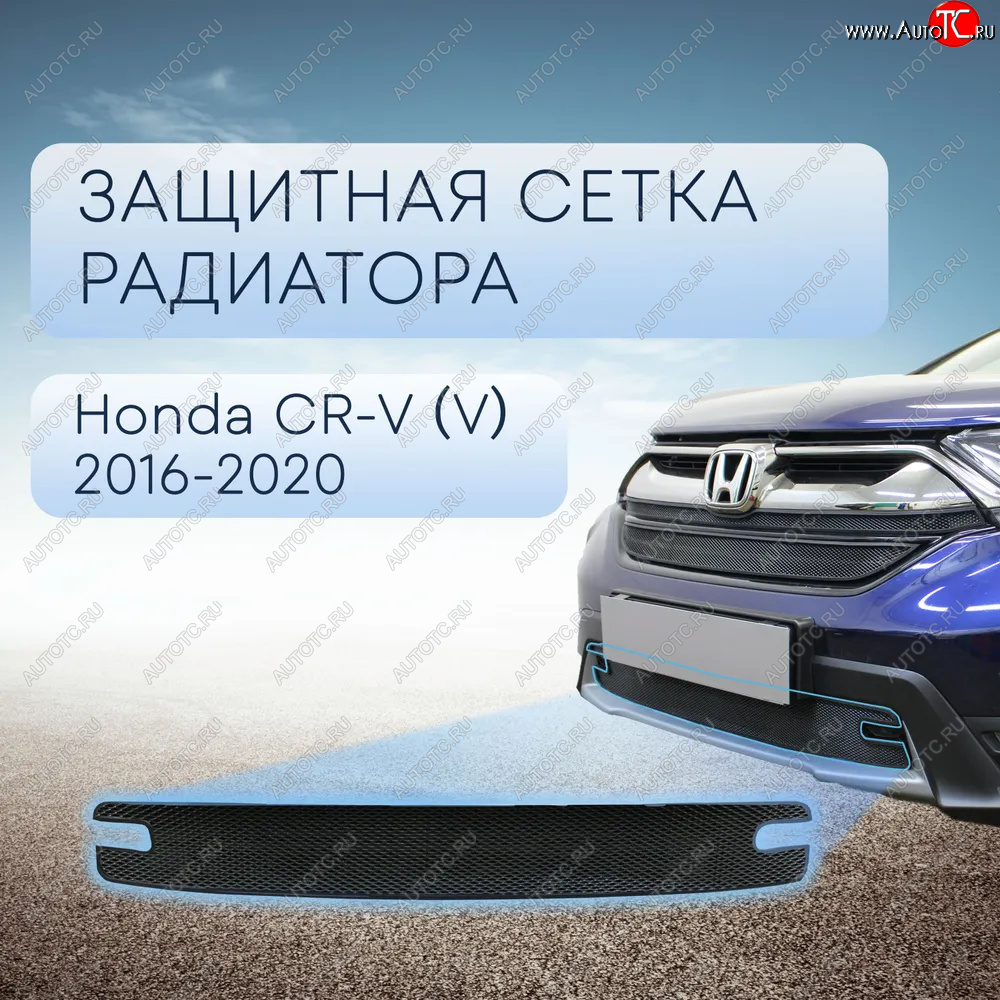 3 069 р. Защитная сетка в бампер (низ, ячейка 3х7 мм) Alfeco Стандарт Honda CR-V RW,RT дорестайлинг (2016-2020) (Чёрная)  с доставкой в г. Майкоп