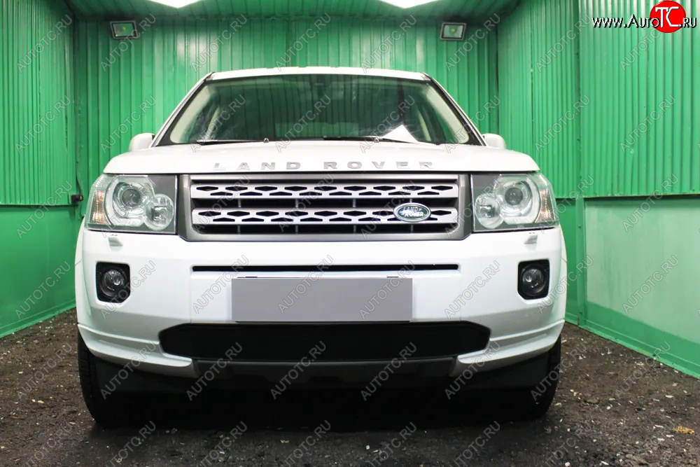 2 899 р. Защитная сетка в бампер (низ, ячейка 3х7 мм) Alfeco Стандарт Land Rover Freelander L359 1-ый рестайлинг (2010-2012) (Чёрная)  с доставкой в г. Майкоп