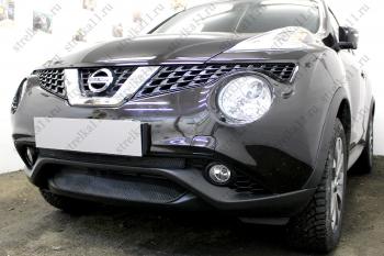 2 569 р. Защита радиатора (середина) Стрелка11 Стандарт Nissan Juke 1 YF15 рестайлинг (2014-2020) (черная)  с доставкой в г. Майкоп. Увеличить фотографию 2