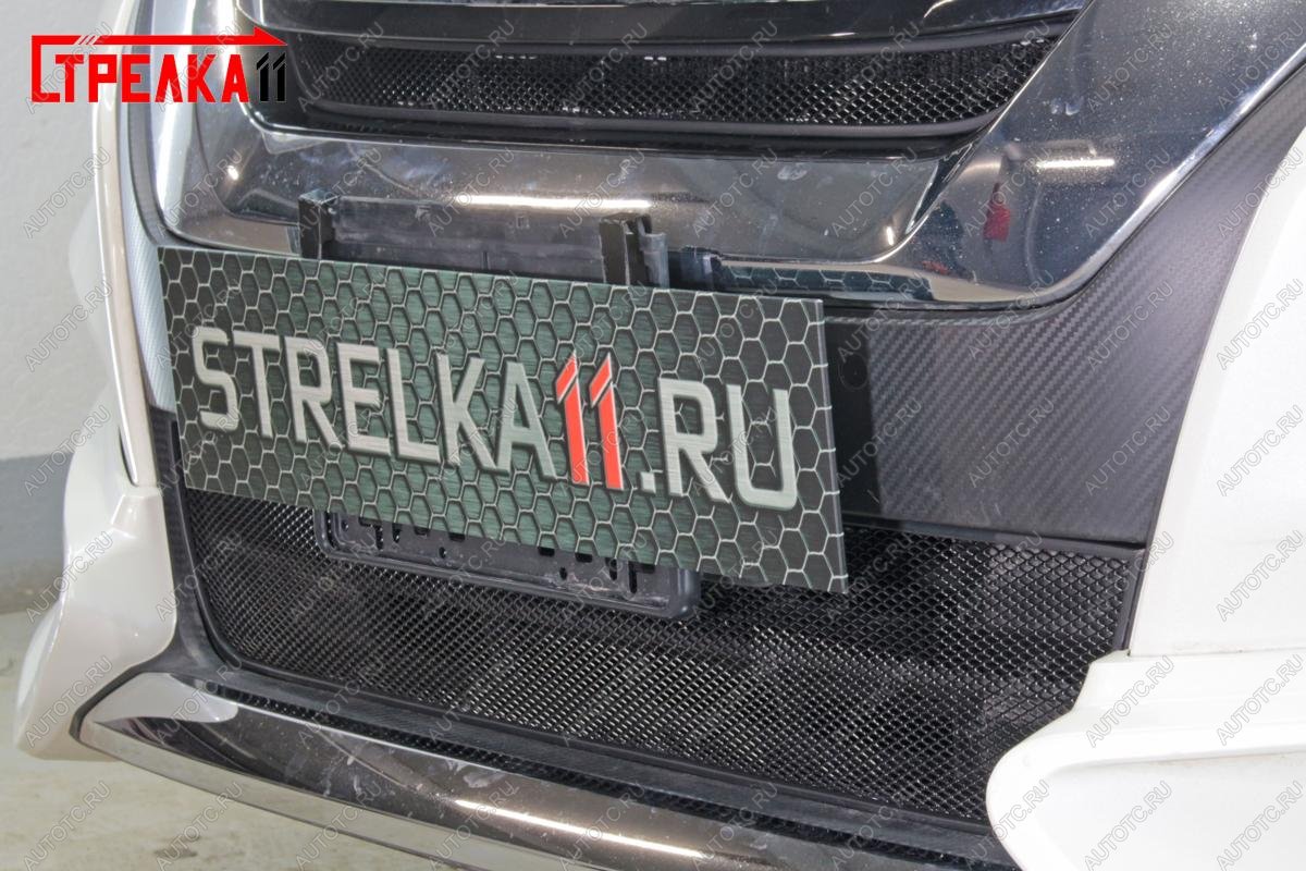 2 399 р. Защита радиатора (низ) Стрелка11 Стандарт Nissan Serena C27 минивэн дорестайлинг (2016-2019) (черная)  с доставкой в г. Майкоп