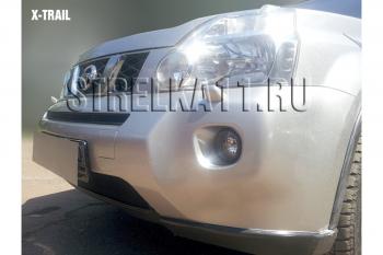 2 569 р. Защита радиатора (середина) Стрелка11 Стандарт Nissan X-trail 2 T31 дорестайлинг (2007-2011) (черная)  с доставкой в г. Майкоп. Увеличить фотографию 2