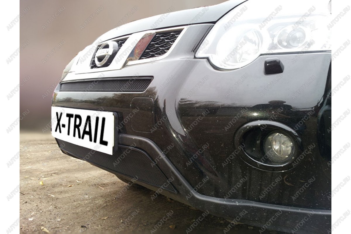 3 089 р. Защита радиатора (низ) Стрелка11 Стандарт Nissan X-trail 2 T31 рестайлинг (2010-2015) (черная)  с доставкой в г. Майкоп