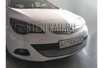 2 999 р. Защита радиатора Стрелка11 Стандарт Opel Astra J GTC (2011-2018) (черная)  с доставкой в г. Майкоп. Увеличить фотографию 2