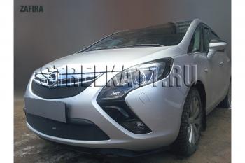 2 899 р. Защита радиатора (верх) Стрелка11 Стандарт Opel Zafira С дорестайлинг (2011-2016) (черная)  с доставкой в г. Майкоп. Увеличить фотографию 2