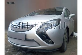 3 299 р. Защита радиатора (низ) Стрелка11 Стандарт Opel Zafira С дорестайлинг (2011-2016) (хром)  с доставкой в г. Майкоп. Увеличить фотографию 2