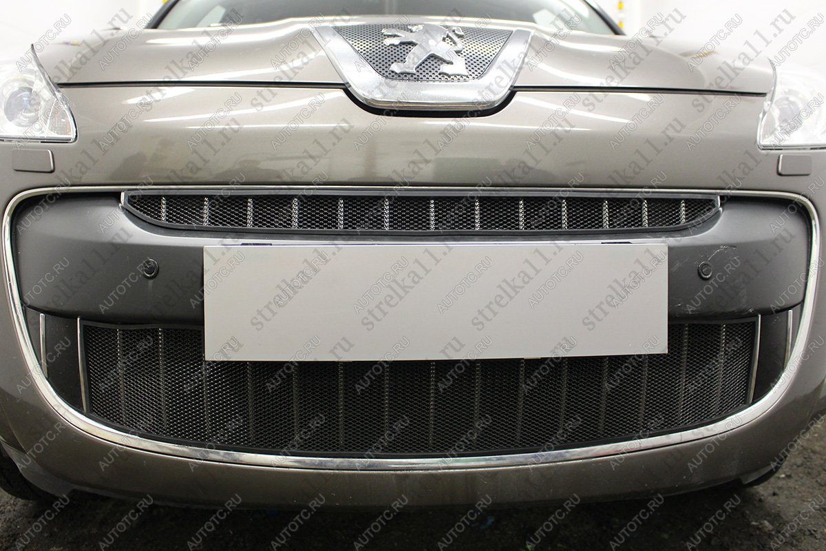 3 279 р. Защита радиатора (низ) Стрелка11 Стандарт Peugeot 4007 (2007-2012) (черная)  с доставкой в г. Майкоп
