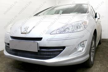 3 799 р. Защита радиатора (3 части) Стрелка11 Стандарт Peugeot 408  дорестайлинг (2010-2017) (черная)  с доставкой в г. Майкоп. Увеличить фотографию 2