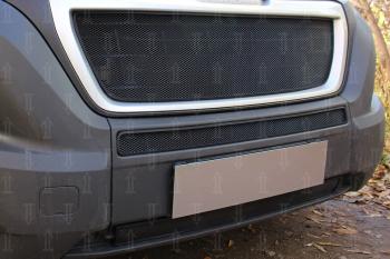 3 899 р. Защита радиатора (верх) Стрелка11 Стандарт Peugeot Boxer 290 (2014-2025) (черная)  с доставкой в г. Майкоп. Увеличить фотографию 2