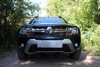 2 759 р. Защита радиатора (верх) Стрелка11 Стандарт Renault Duster HS рестайлинг (2015-2021) (черная)  с доставкой в г. Майкоп. Увеличить фотографию 3