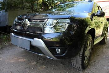 2 899 р. Защита радиатора (низ) Стрелка11 Стандарт Renault Duster HS рестайлинг (2015-2021) (черная)  с доставкой в г. Майкоп. Увеличить фотографию 2