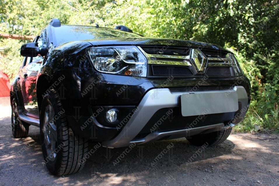2 899 р. Защита радиатора (низ) Стрелка11 Стандарт Renault Duster HS рестайлинг (2015-2021) (черная)  с доставкой в г. Майкоп