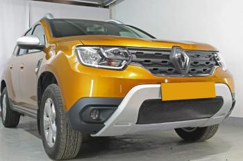 3 499 р. Защита радиатора (верх, 4 части) Стрелка11 Стандарт Renault Duster HM рестайлинг (2021-2024) (черная)  с доставкой в г. Майкоп. Увеличить фотографию 4