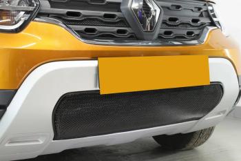3 599 р. Защита радиатора (низ) Стрелка11 Стандарт Renault Duster HM рестайлинг (2021-2024) (черная)  с доставкой в г. Майкоп. Увеличить фотографию 2