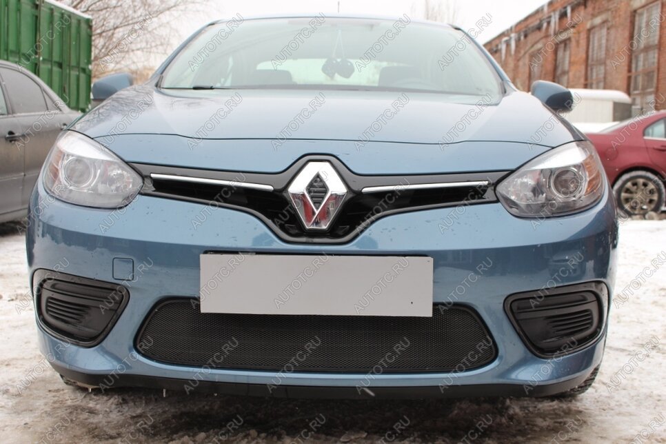 2 669 р. Защита радиатора (верх) Стрелка11 Стандарт Renault Fluence рестайлинг (2012-2016) (черная)  с доставкой в г. Майкоп