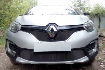 3 299 р. Защита радиатора (верх) Стрелка11 Стандарт Renault Kaptur дорестайлинг (2016-2020) (черная)  с доставкой в г. Майкоп. Увеличить фотографию 2