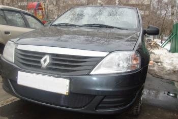 2 899 р. Защита радиатора Стрелка11 Стандарт Renault Logan 1 рестайлинг (2010-2016) (черная)  с доставкой в г. Майкоп. Увеличить фотографию 2