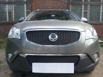 3 169 р. Защита радиатора (верх) Стрелка11 Стандарт SSANGYONG Actyon дорестайлинг (2010-2013) (черная)  с доставкой в г. Майкоп. Увеличить фотографию 2