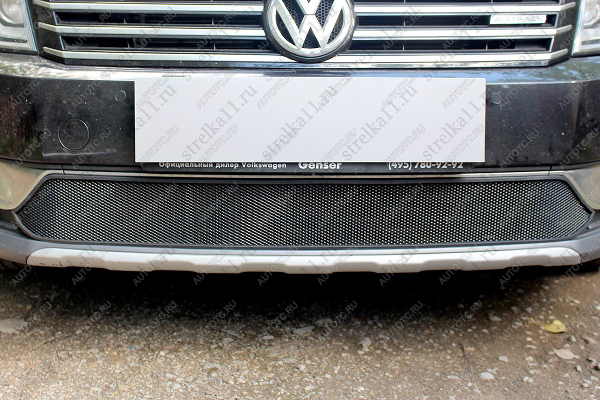 3 079 р. Защита радиатора (AllTrack) Стрелка11 Стандарт Volkswagen Passat B7 седан (2010-2015) (черная)  с доставкой в г. Майкоп