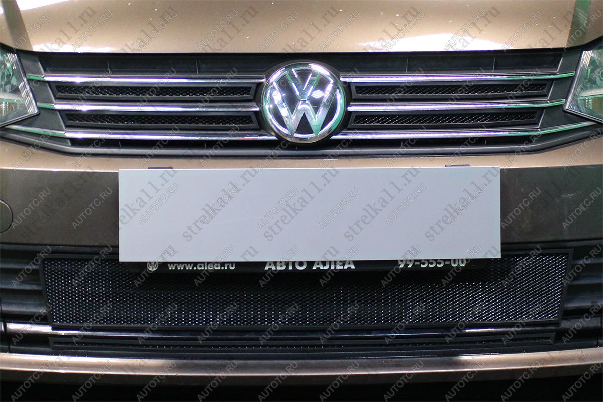 3 699 р. Защита радиатора (4 части верх) Стрелка11 Стандарт Volkswagen Polo 5 седан рестайлинг (2015-2020) (черная)  с доставкой в г. Майкоп
