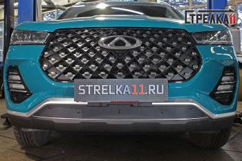 Зимняя заглушка решетки радиатор (низ) Стрелка11 Chery Tiggo 7 PRO (2019-2025) (черная)