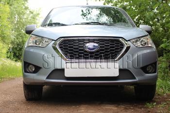 Зимняя заглушка решетки радиатора Стрелка11 Datsun mi-DO хэтчбэк (2014-2021) (черная)