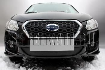 Зимняя заглушка решетки радиатора Стрелка11 Datsun on-DO седан дорестайлинг (2014-2019) (черная)